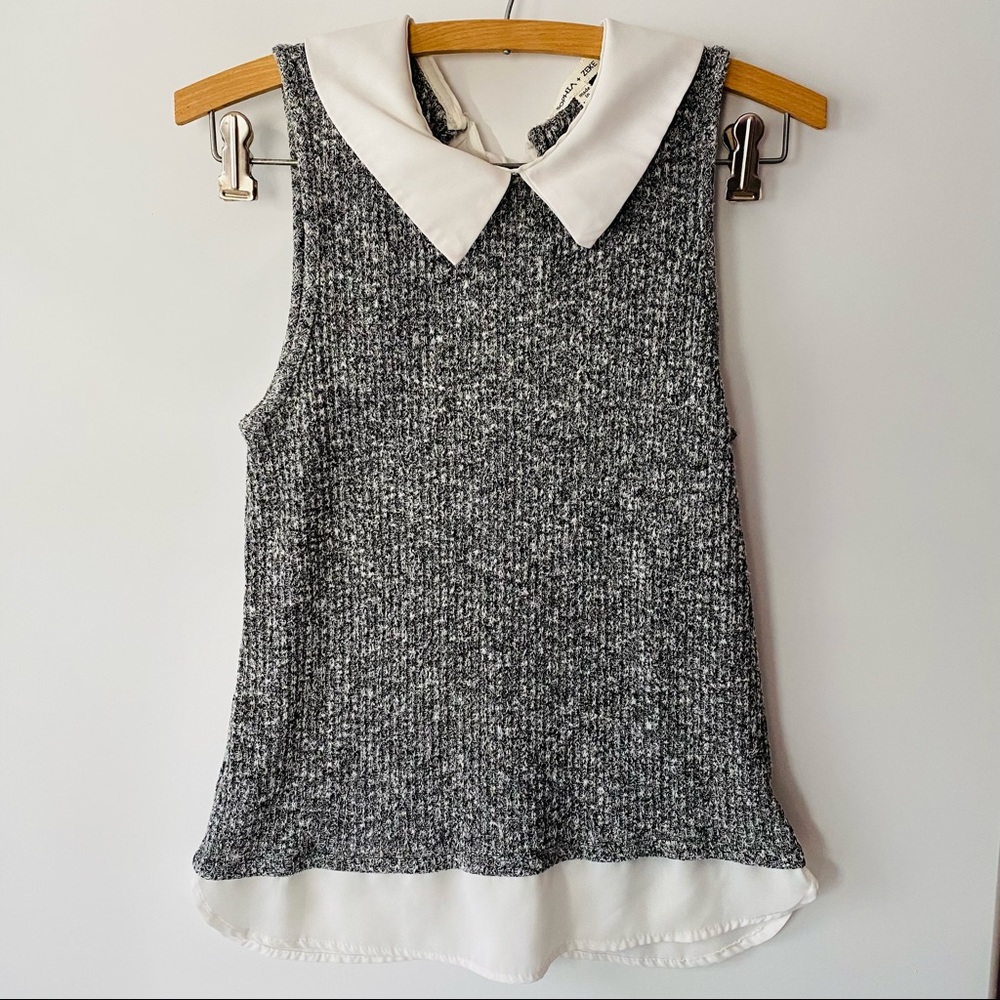 Sophia + Zeke Women's Career Wear Tank White Collar Heather Gray Size Medium